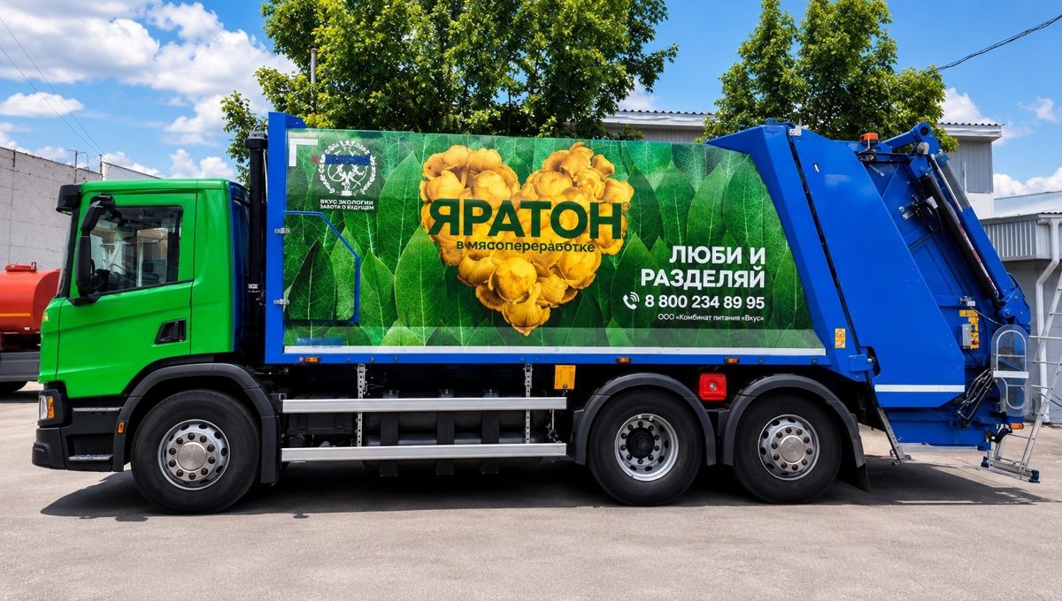 Брендирование мусоровоза «Яратон» — «Люби и разделяй»