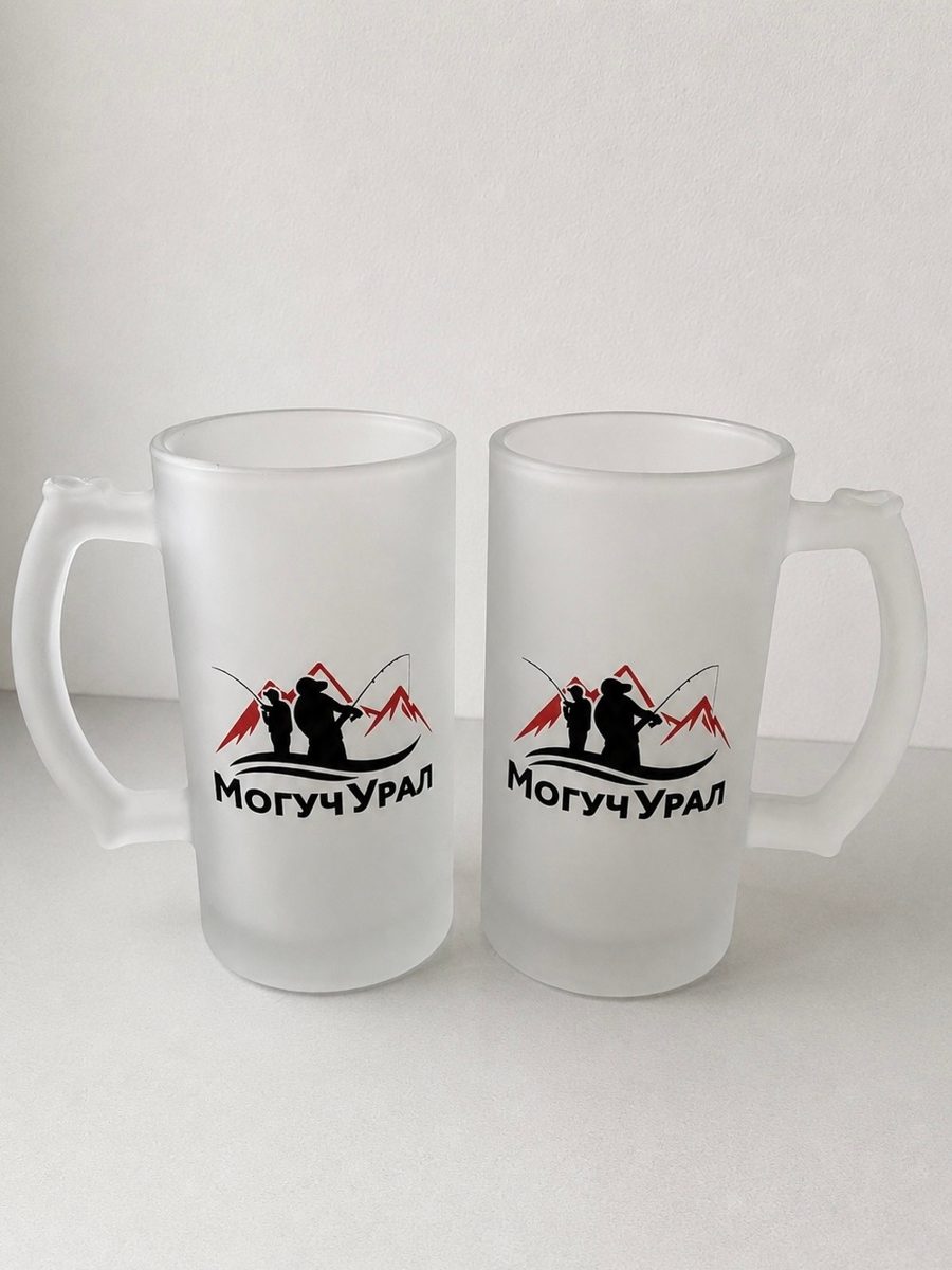 Матовые пивные кружки с печатью логотипа «МогучУрал»